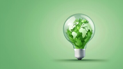 Light bulb with a globe, global impact of ideas on growth, flat design illustration