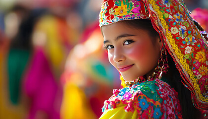 Fototapeta premium Photograph people in traditional or cultural clothing during a festive event, focusing on the vibrant colors and joyous atmosphere