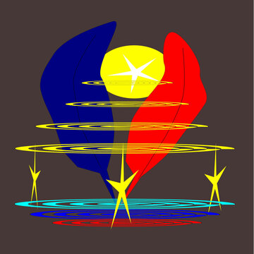 Ilustraci&oacute;n de dos hojas abrazando al sol y recibiendo energ&iacute;a solar.