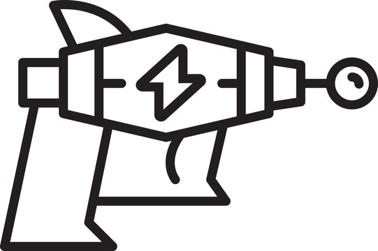 recommend clip art: Futuristic Ray Gun Icon Line Art
