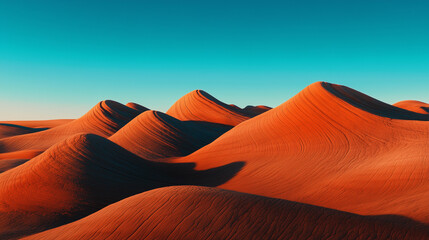 Colorful Desert Sand Dunes Under Clear Sky

