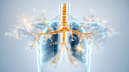 Detailed 3D Rendering of the Human Respiratory System and Lungs