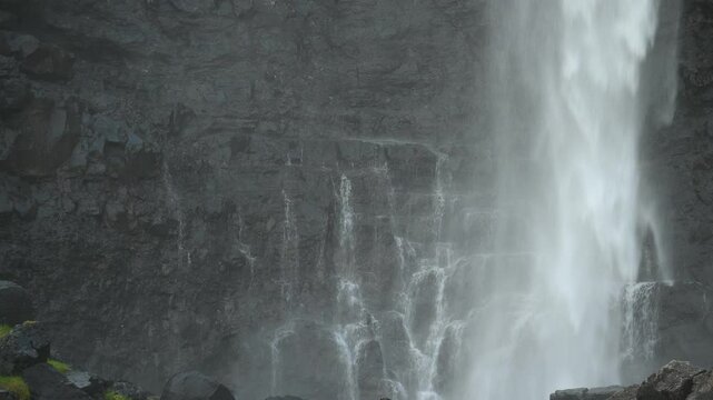 Close up to waterfall, Streams of water in a waterfall close up