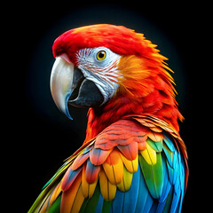 Obraz premium a colorful parrot with a black background