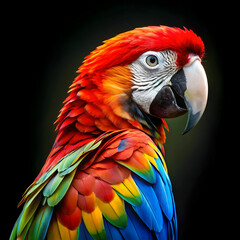 Fototapeta premium a colorful parrot with a black background