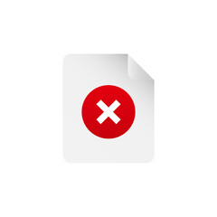 Corrupted file error icon. Failed document with error report.