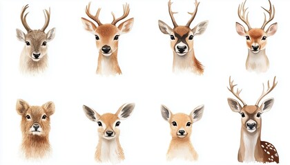 Illustration of a deer on a white background, watercolor deer on a white background, watercolor illustration of a deer, white background