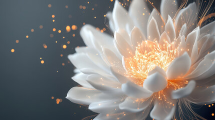 Fototapeta premium stunning close up of luminous flower with glowing edges, radiating beauty and elegance. intricate details and soft colors create mesmerizing visual experience