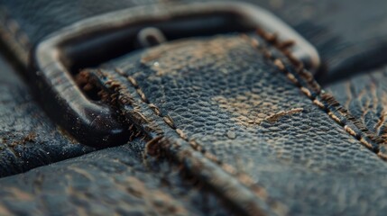 A closeup shot of a seat belt buckle covered in tiny scratches and scuff marks a testament to its frequent use.