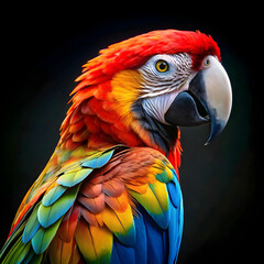 Fototapeta premium a colorful parrot with a black background