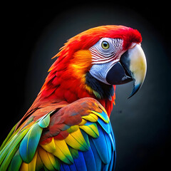 Obraz premium a colorful parrot with a black background