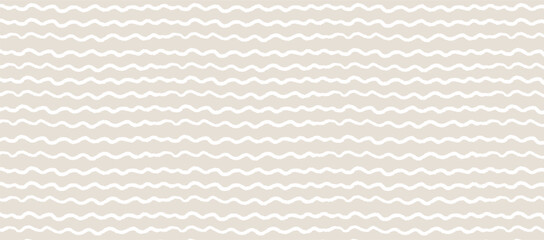 Wavy beige stripes background. Hand drawn horizontal lines on soft backdrop. Brush texture ornament. 