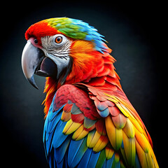 Fototapeta premium a colorful parrot with a black background