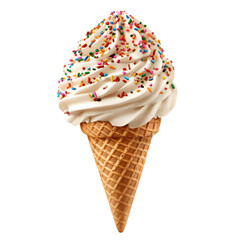Ice Cream Cone with Sprinkles, Vector Illustration, Isolated on White Background, Summer Dessert Concept

