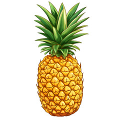 Fototapeta premium Fresh Whole Pineapple, Vector Illustration, Isolated on White Background