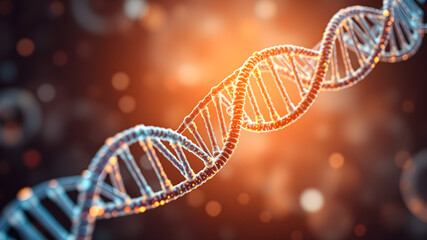  Artifical Intelligence generated DNA molecule. Chemisty and biology science education concept.