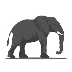 Fototapeta premium Elephant Profile Silhouette, Minimalist Vector Illustration, Isolated on White Background