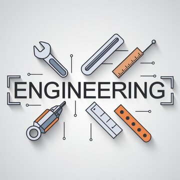 Engineering illustration banner for websites, flyer, marketing, brochure, cover, presentation, poster, 3d, printing, typography. Engineering Logo text background Wallpaper for Engineers