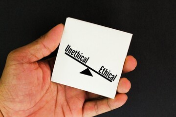 word ethical or unethical. one's ethical concept. Ethical behavior is the complete opposite of...