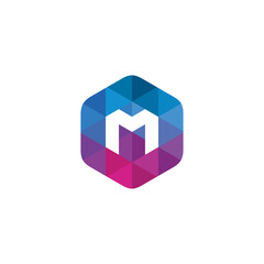 Hexagon Letter M Logo design vector template