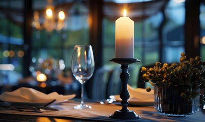Candlestick on the dining table, 4K hyperrealistic photo