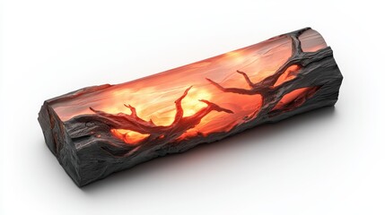 Glowing Log with Intricate Branch Pattern