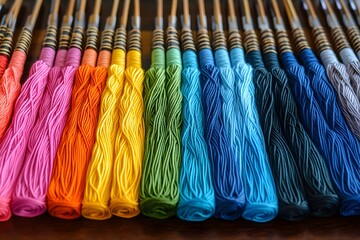 Embroidery floss neatly arranged