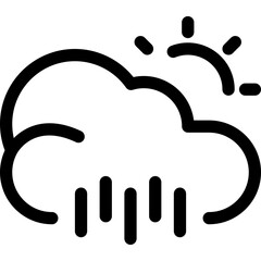 Sun Cloud Icon Outline Style. Simple Weather Symbol Vector Illustration — Pixel-perfect Icon.