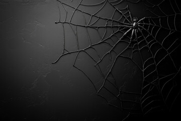 Spider Web Silhouette On Black Wall Halloween Theme Spooky Dark Background Creepy Gothic Decor Shadowy Eerie Atmosphere
