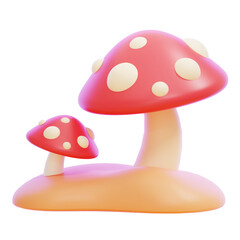 PNG 3D mushroom icon isolated on a white background

