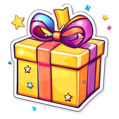 Ecommerce Icon: Cartoon Gift Box with Ribbon