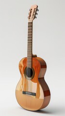 Fototapeta premium Classic acoustic guitar, white background, 4K hyperrealistic photo