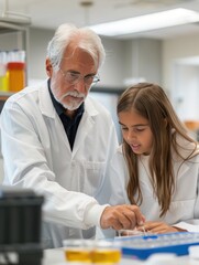 Tutor Assisting Student in Laboratory Experiment