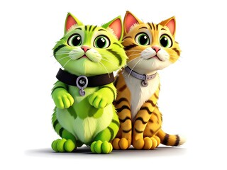 3d cat cartoon Illustration on white background