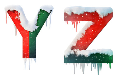 YZ Frozen Alphabet with Icy Texture and Snow Details