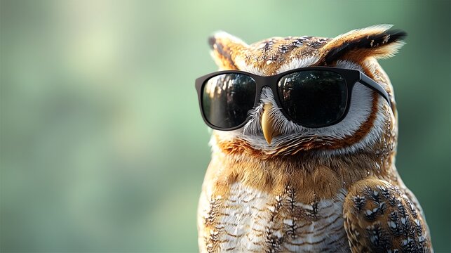 Owl in Sunglasses with a Calm Appearance