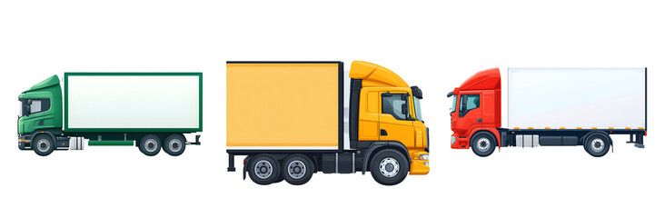 tractor-trailer clipart, large cargo vehicle, detailed, side view, isolated on transparent background