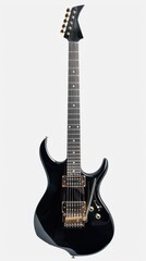 Naklejka premium Modern electric guitar, white background, 4K hyperrealistic photo