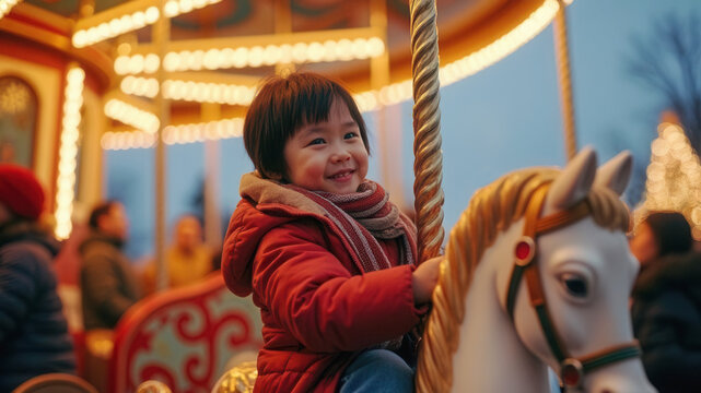 Cute child on funfare ride