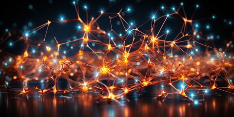 Fototapeta premium A symphony of light and shadow illuminates an intricate web of interconnected nodes, signifying the boundless potential of a complex network.