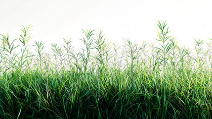 Obraz premium Green grass growing against white background