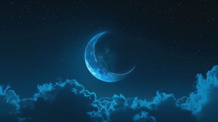 Fototapeta premium Crescent Moon in a Starry Night Sky