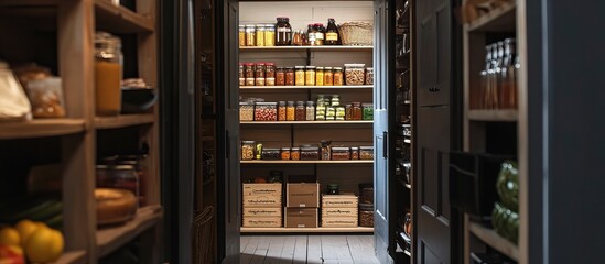 Organized Pantry with Glass Jars and Boxes