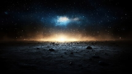 Cosmic Spectacle: Comet Streaking Through Meteorite Field under Starlit Sky