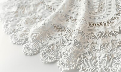 Obraz premium Delicate lace doily, white background, 4K hyperrealistic photo