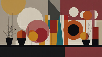 Obraz premium Image abstract symmetrical background, red pastel theme