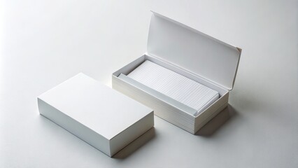 Classic white business cards presented in a chic minimalist box, designed for seamless professional branding and