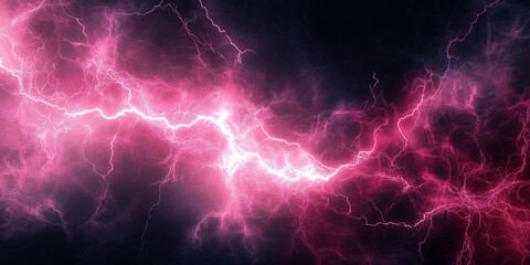 Fototapeta premium Pink Lightning on a Black Background 
