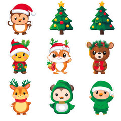 Christmas Stickers with Baby Forest Animals