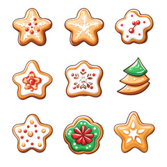 Christmas Linzer Cookies Icon Set